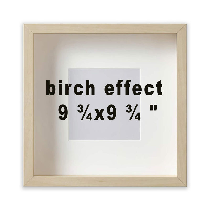 9.75x9.75 Birch Effect Deep Picture Frame with Mat, Plastic Front, Wall or Tabletop Display