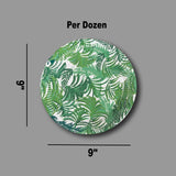 12 Count Tropical Leaves Paper Dinner Plates 9 Inch Green Leaf Luau Theme Supplies