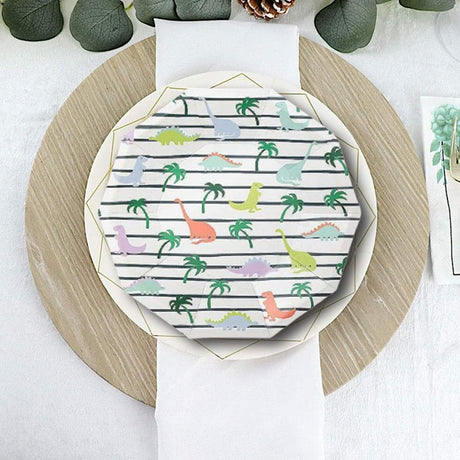 10 Count Dino Mite Small Paper Plates 7.25 Inch Fun Dinosaur Party Plates for Kids