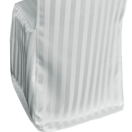 1 Funda para silla de banquete de poliéster jacquard a rayas blanca para decoración elegante de bodas