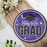 25 Count Purple Way to Go Grad Dessert Plates Paper Graduation Party 7 1/4 Inch