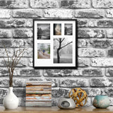 Black Multi-Photo Frame for 5 Pictures, 25 ¼ x 28" – Versatile Display with Acid-Free Mat & Easy ALFTA Hook Hanging