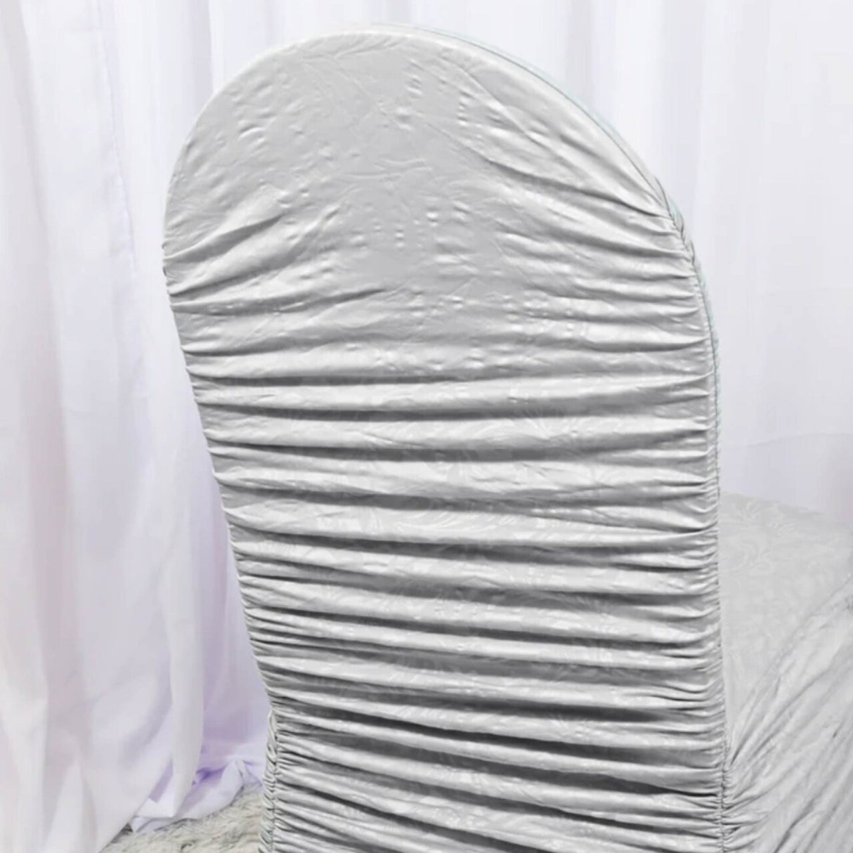 1 Piece Retro Rouge Embossed Spandex Event Chair Cover Silver