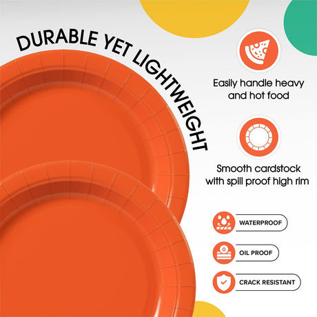 1000 Count Orange Disposable Paper Plates Party Supplies 7 Inch