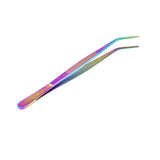 O'Creme Oil Slick Stainless Steel Curved Tip Tweezers, 8"