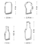 Bottle and Mug Cookie Cutter 4 Pc Set HS0465