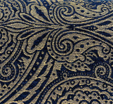 Medellin Damask Upholstery Fabric - Navy Blue Gold Damask, 58" Width (1 Yard)