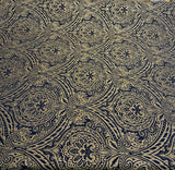 Medellin Damask Upholstery Fabric - Navy Blue Gold Damask, 58" Width (1 Yard)
