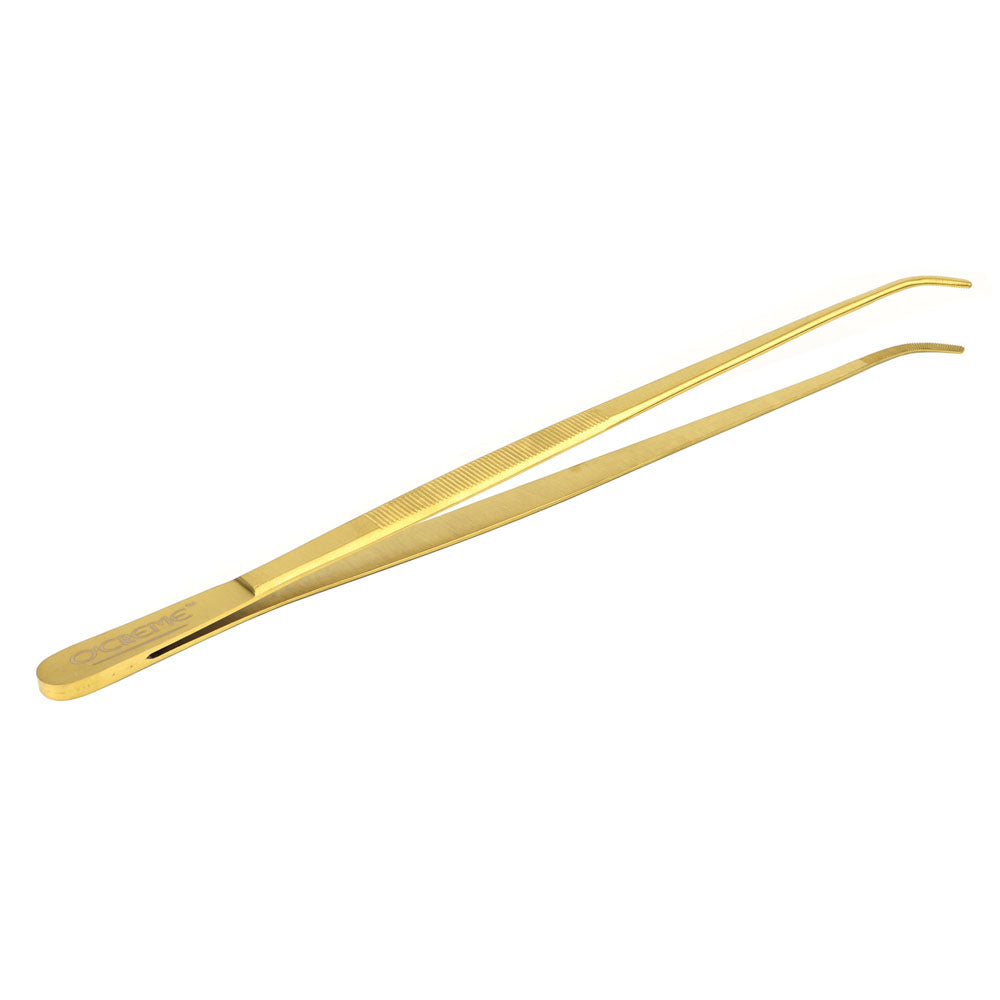 O'Creme Gold Stainless Steel Curved Tip Tweezers, 12"