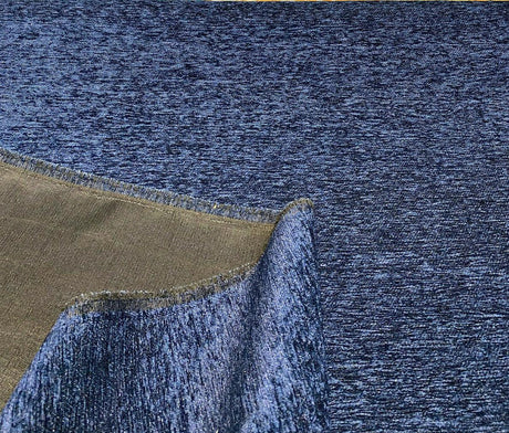 Navy Blue Heavy Chenille Backed Upholstery Fabric - Navy Blue, 58" Width (1 Yard)