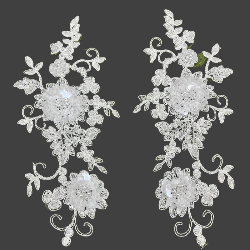 Beaded Corded Floral 3D Lace Applique