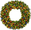 Best Choice Products 30in Large Artificial Pre-Lit Fir Christmas Wreath Holiday Accent Decoration w/ 100 LED Lights, 220 PVC Tips