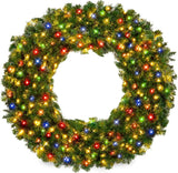 Best Choice Products 30in Large Artificial Pre-Lit Fir Christmas Wreath Holiday Accent Decoration w/ 100 LED Lights, 220 PVC Tips