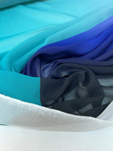 Polyester Chiffon Crepe Printed Fabric Purple Green
