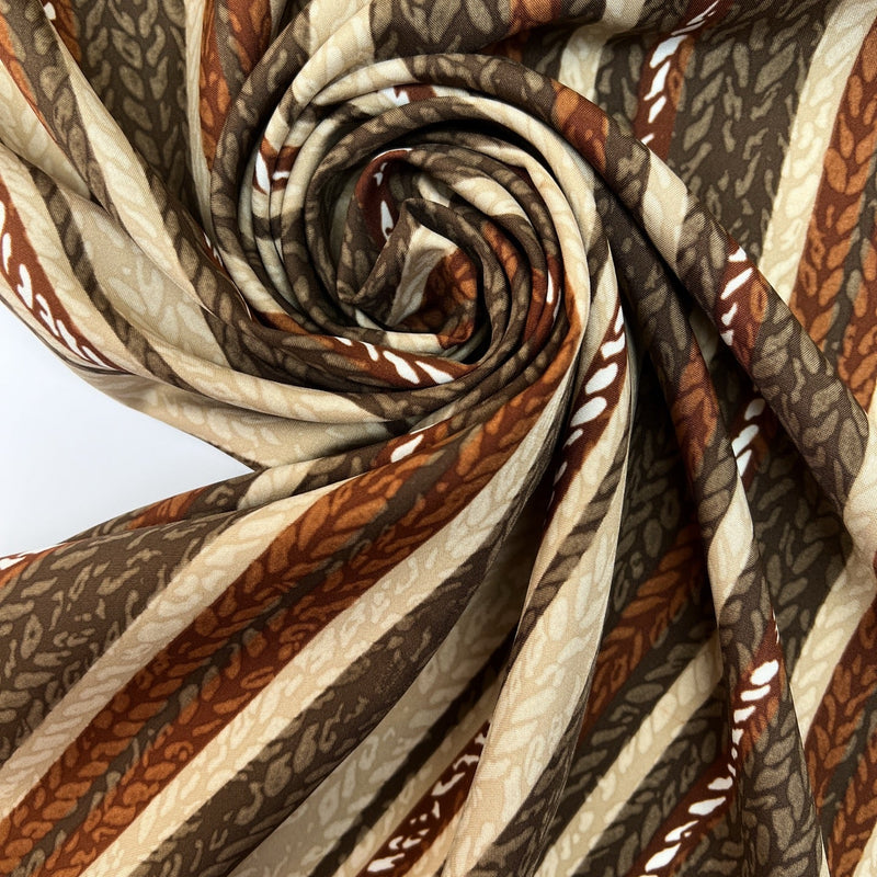 Polyamide Striped Fabric Brown Beige