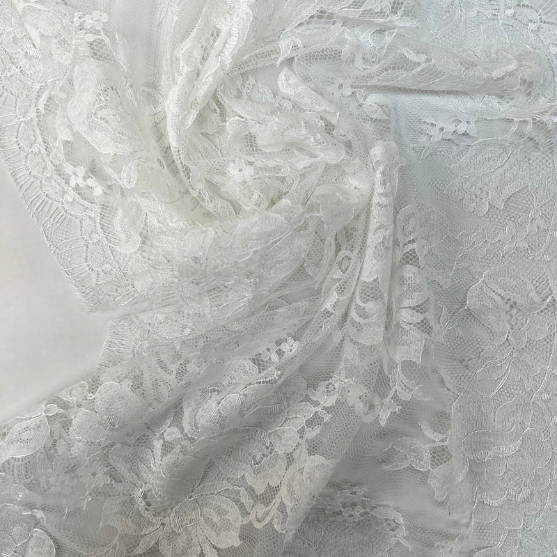 Cotton Lace Mesh Floral White