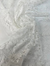Cotton Lace Mesh Floral White