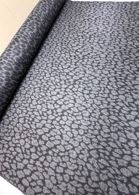 Wool Cotton Polyamide Double Weave Animal Print Gray Black