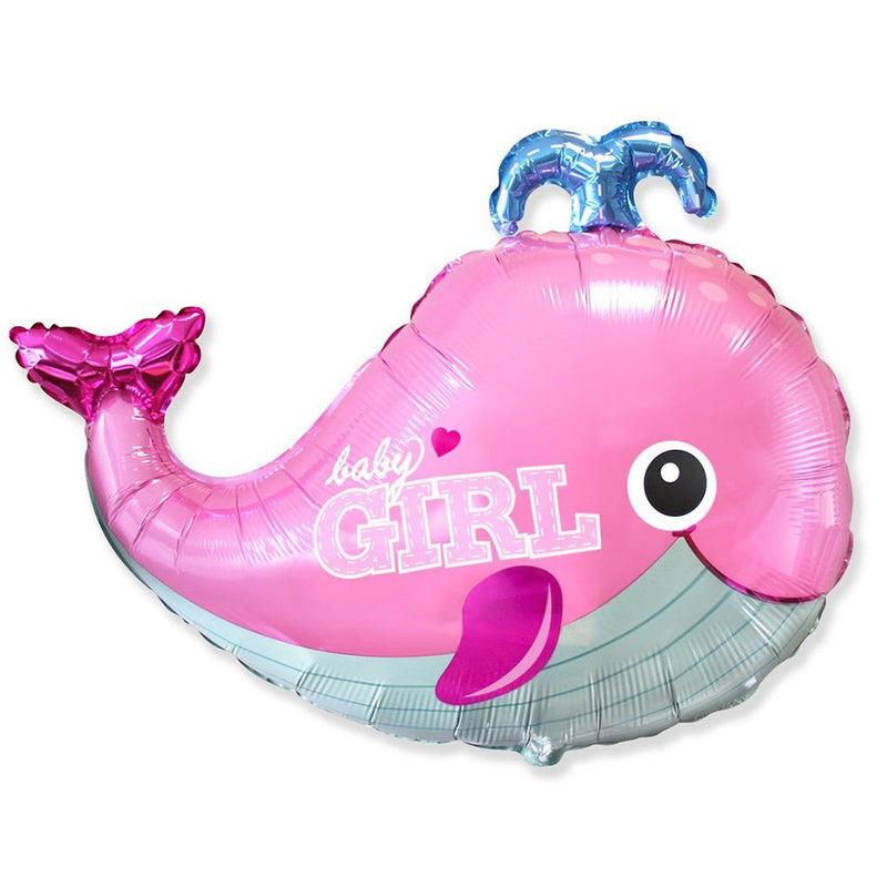 Girls Baby Whale Foil Balloon 34 Inch