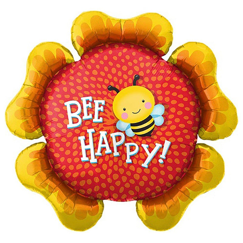 Flower Foil Balloon 34 Inch Bee Happy