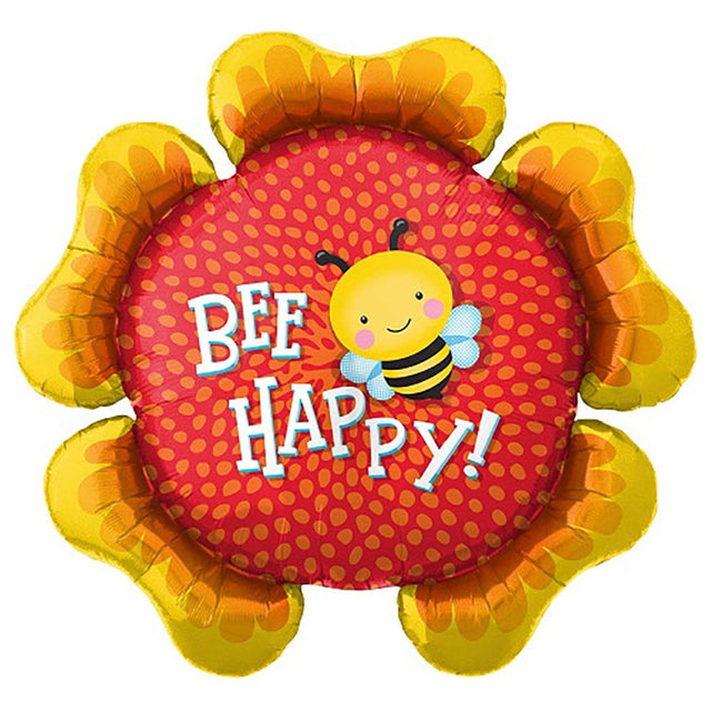 Flower Foil Balloon 34 Inch Bee Happy