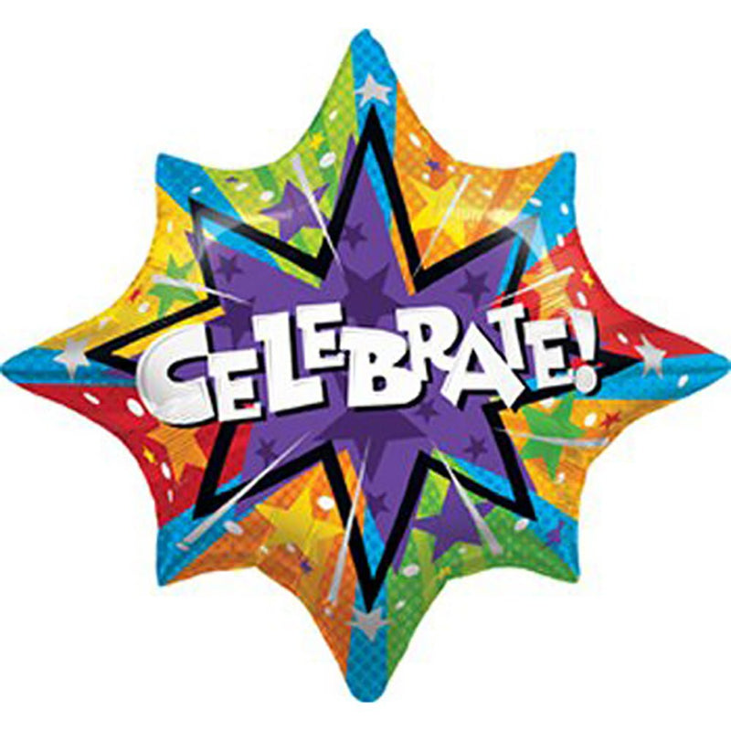 Foil Balloon Celebrate Colorful Starbust 34 Inch
