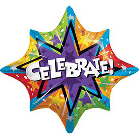 Foil Balloon Celebrate Colorful Starbust 34 Inch