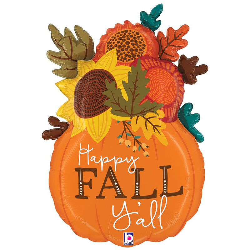 Fall Floral Pumpkin Vase Foil Balloon