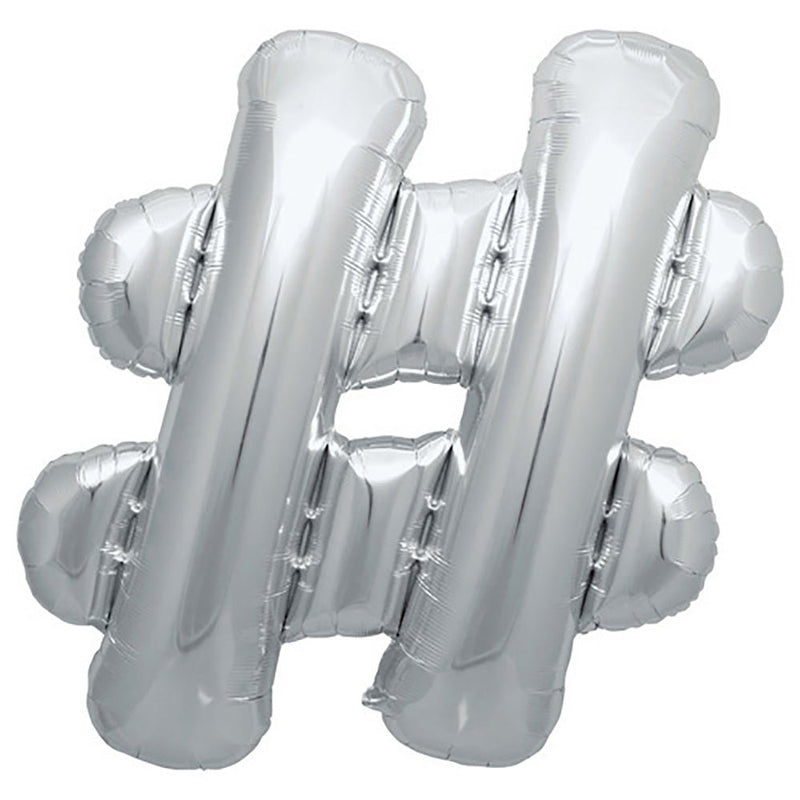 Foil Balloon 34 Inch Hashtag Silver
