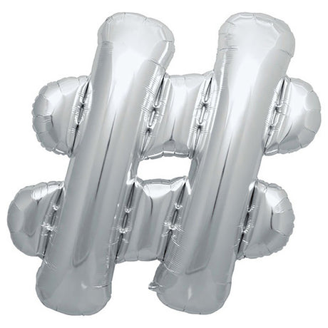 Foil Balloon 34 Inch Hashtag Silver