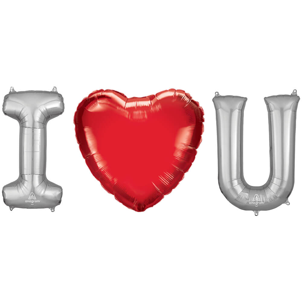Foil Balloon I Heart U Letters Kit