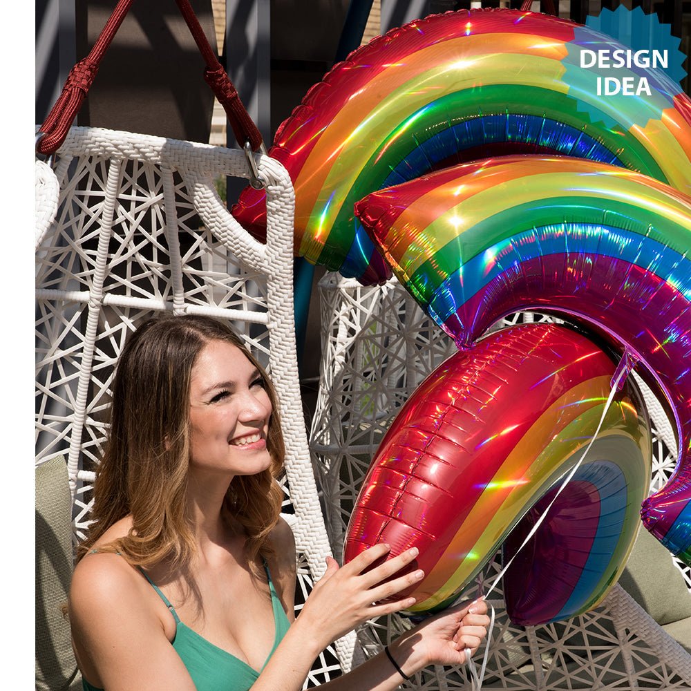 Rainbow Foil Balloon 34 Inch Iridescent