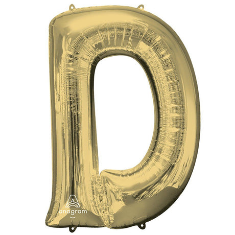 Foil Letter D Balloon White Gold
