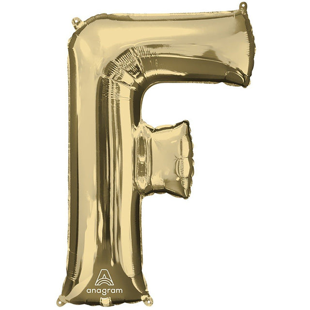 Foil Balloon Letter F White Gold
