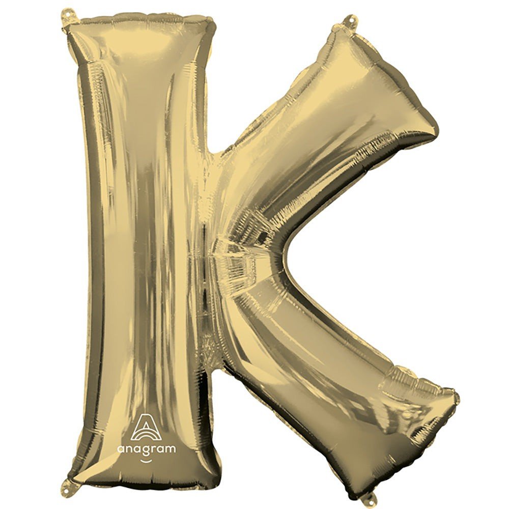 Foil Balloon Letter K White Gold