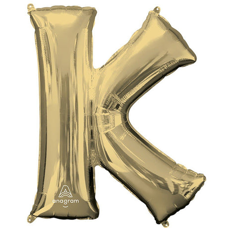 Foil Balloon Letter K White Gold