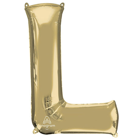 Foil Balloon Letter L White Gold