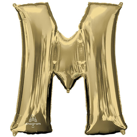 Foil Balloon Letter M White Gold