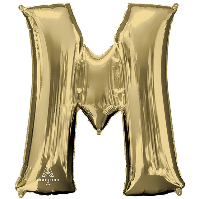 Foil Balloon Letter M White Gold