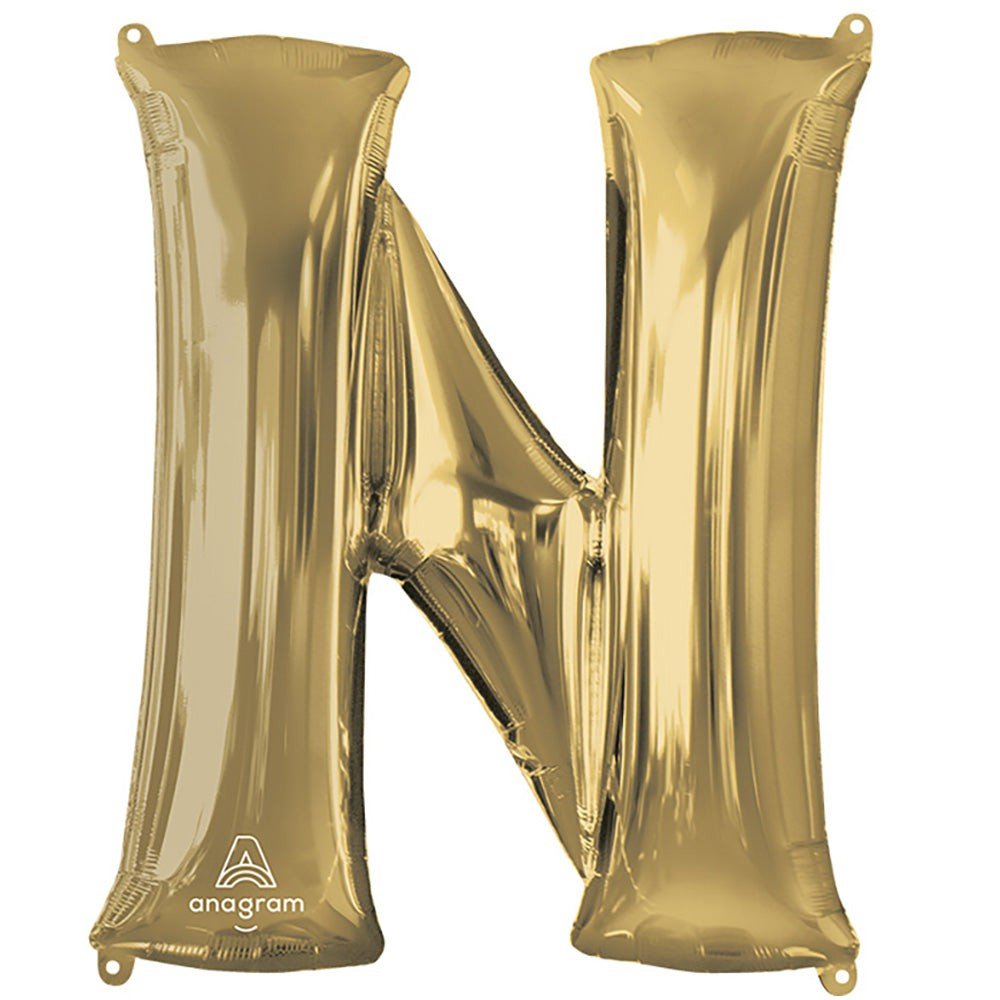Foil Balloon Letter N White Gold
