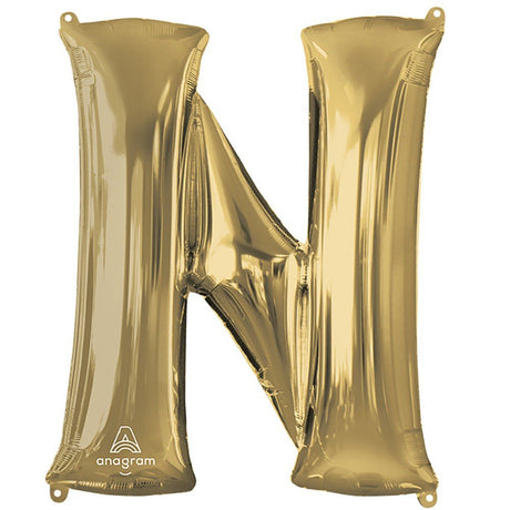 Foil Balloon Letter N White Gold