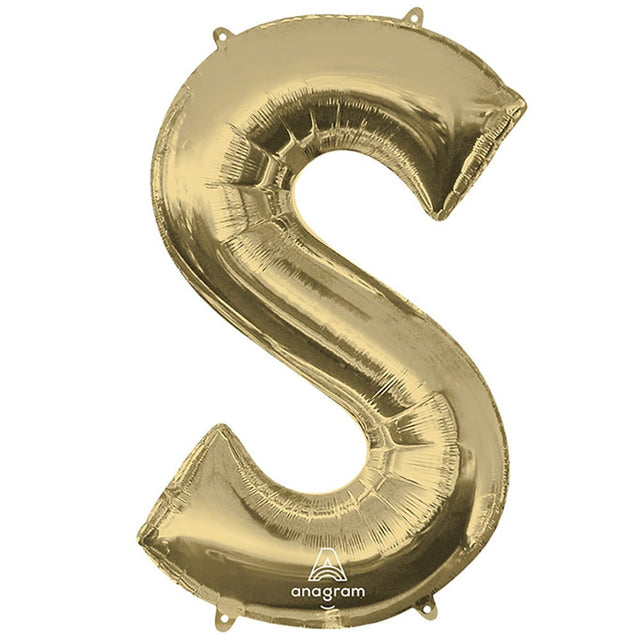 Foil Balloon Letter S White Gold