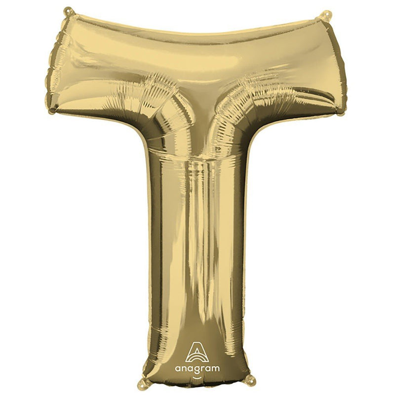Foil Balloon Letter T White Gold
