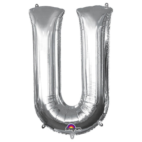 Letter U Silver Foil Balloon