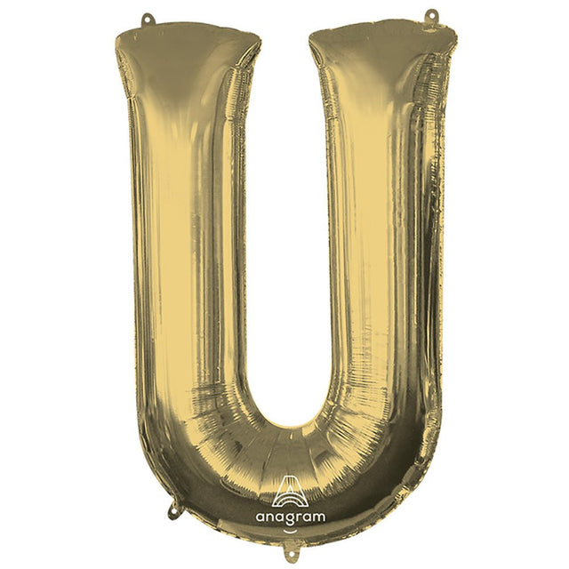 Foil Balloon Letter U White Gold