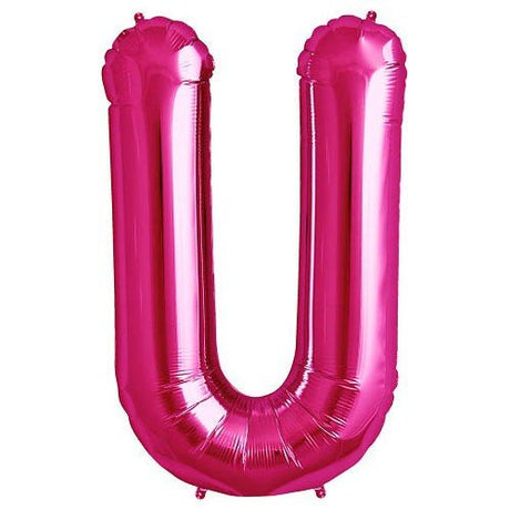 Foil Balloon Letter U Magenta 34 Inch