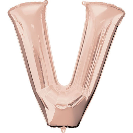Letter V Rose Gold Foil Balloon