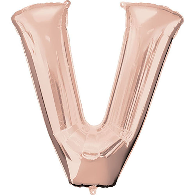 Letter V Rose Gold Foil Balloon