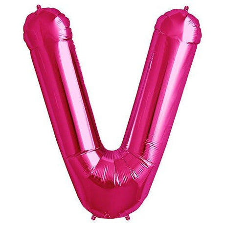 Foil Letter V Balloon - Magenta