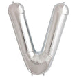 Foil Letter V Balloon Silver 34 Inch